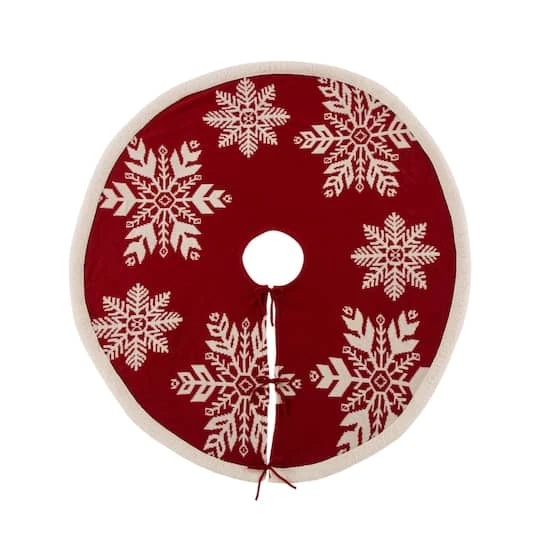 Glitzhome® Red Snowflake Tree Skirt & Stockings Set 7 Glitzhome® Red Snowflake Tree Skirt & Stockings Set - Image 5