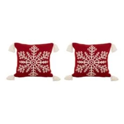 Glitzhome® Knitted Snowflake Red Pillow Covers, 2ct. -Michaels X-Mas Decor D252901S 1 1