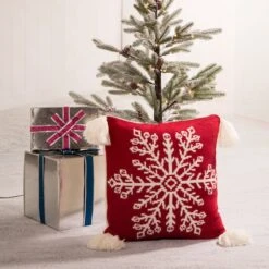 Glitzhome® Knitted Snowflake Stockings, Tree Skirt & Pillow Cover Set -Michaels X-Mas Decor D252903S 2