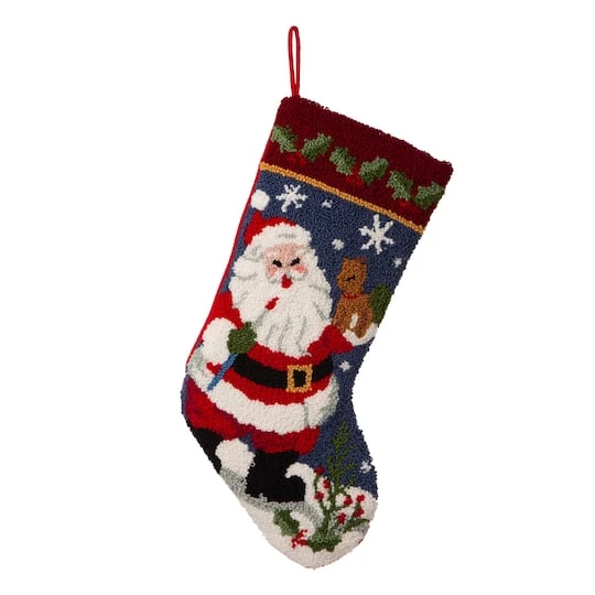 Glitzhome® 19" Santa Hooked Stocking 4 Glitzhome® 19" Santa Hooked Stocking - Image 2