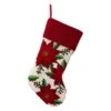 Glitzhome® 21" Poinsettia Hooked Stocking 1 Glitzhome® 21" Poinsettia Hooked Stocking -Michaels X-Mas Decor D252944S 1