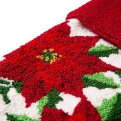 Glitzhome® 21" Poinsettia Hooked Stocking -Michaels X-Mas Decor D252944S 5