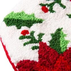 Glitzhome® 21" Poinsettia Hooked Stocking -Michaels X-Mas Decor D252944S 6