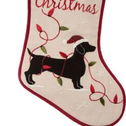 Glitzhome® 21" Dachshund Fabric Christmas Stocking -Michaels X-Mas Decor D252946S 6