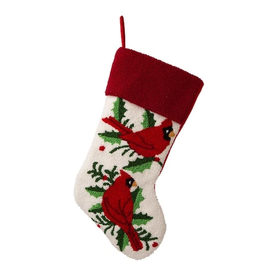 Glitzhome® 21" Cardinal Hooked Stocking 3 Glitzhome® 21" Cardinal Hooked Stocking