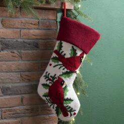 Glitzhome® 21" Cardinal Hooked Stocking 12 Glitzhome® 21" Cardinal Hooked Stocking -Michaels X-Mas Decor D252948S 2