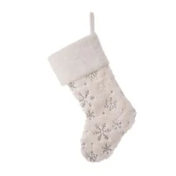 Glitzhome® 21" White Plush With Snowflake Christmas Stocking -Michaels X-Mas Decor D252957S 8