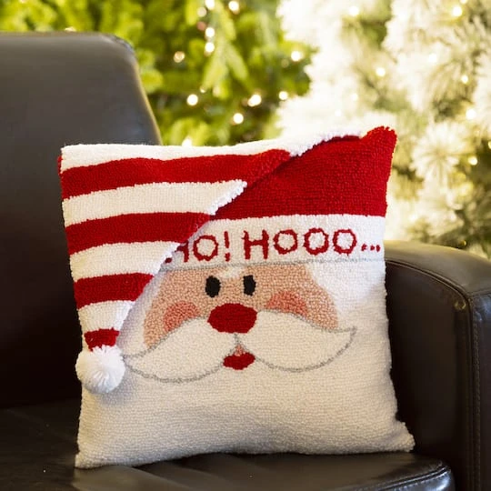 Glitzhome® 14" Hooked 3D Santa Pillow 5 Glitzhome® 14" Hooked 3D Santa Pillow - Image 3
