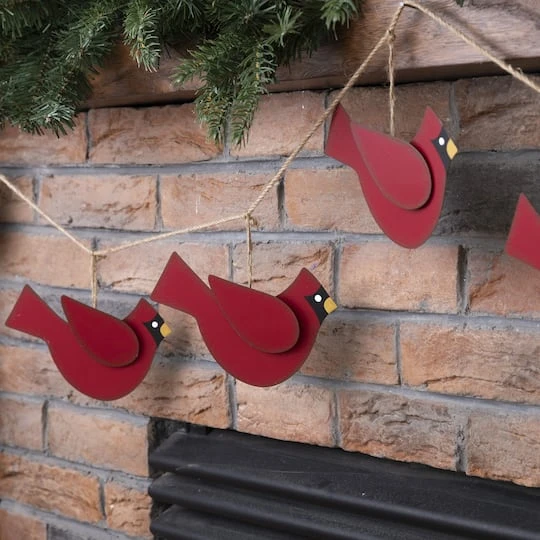 Glitzhome® 6ft. Metal Christmas Cardinal Garland 6 Glitzhome® 6ft. Metal Christmas Cardinal Garland - Image 4
