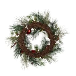 Glitzhome® 24" Pre-Lit Berry, Holly, Pinecone & Red Ornament LED Wreath -Michaels X-Mas Decor D253608S 6