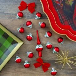 Northlight 15ct. Red Matte Frosted Tree Topper & Ball Ornaments -Michaels X-Mas Decor D253708S 2