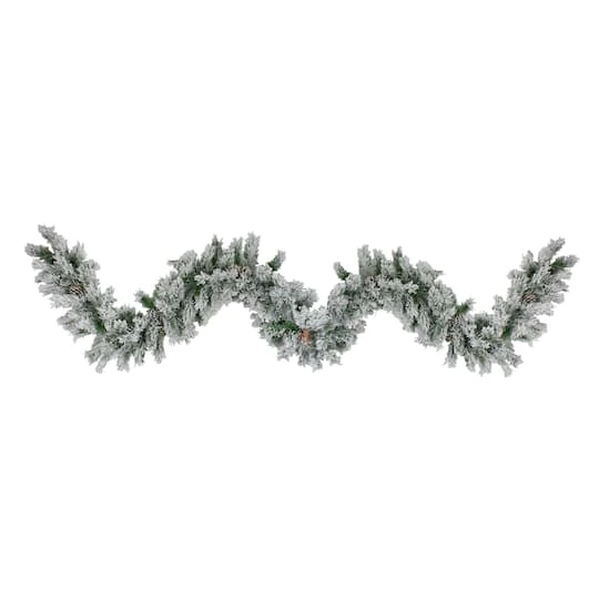 Northlight 9ft. White & Green Flocked Angel Pine With Pinecones Garland 3 Northlight 9ft. White & Green Flocked Angel Pine With Pinecones Garland