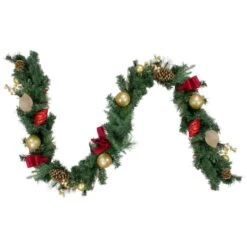 Northlight 6ft. Red & Gold Pre-Decorated Ornaments & Pinecones Garland 11 Northlight 6ft. Red & Gold Pre-Decorated Ornaments & Pinecones Garland -Michaels X-Mas Decor D253729S 11