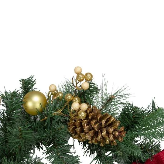 Northlight 6ft. Red & Gold Pre-Decorated Ornaments & Pinecones Garland 7 Northlight 6ft. Red & Gold Pre-Decorated Ornaments & Pinecones Garland - Image 5