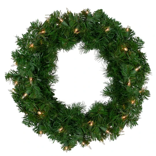 Northlight 16" Pre-Lit Deluxe Windsor Pine Artificial Christmas Wreath 4 Northlight 16" Pre-Lit Deluxe Windsor Pine Artificial Christmas Wreath - Image 2