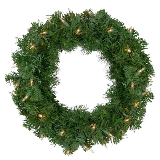 Northlight 16" Pre-Lit Deluxe Windsor Pine Artificial Christmas Wreath 6 Northlight 16" Pre-Lit Deluxe Windsor Pine Artificial Christmas Wreath - Image 4
