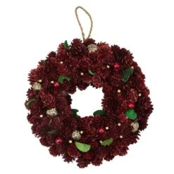 Northlight 9.5" Red & Gold Pinecone Wreath -Michaels X-Mas Decor D253753S 11