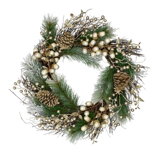Northlight 22" Acorn, Pinecone & Flocked Pine Needle Wreath 4 Northlight 22" Acorn, Pinecone & Flocked Pine Needle Wreath - Image 2