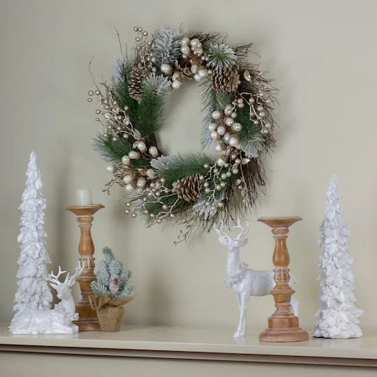 Northlight 22" Acorn, Pinecone & Flocked Pine Needle Wreath 5 Northlight 22" Acorn, Pinecone & Flocked Pine Needle Wreath - Image 3