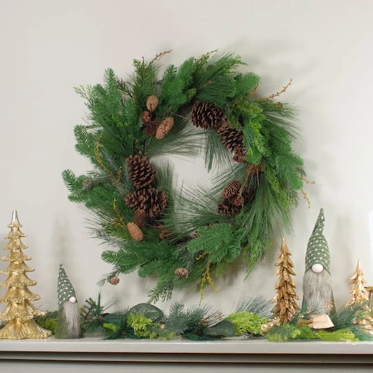 Northlight 32" Cedar & Pinecone Wreath 7 Northlight 32" Cedar & Pinecone Wreath - Image 5