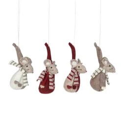Northlight 4ct. Red & Gray Standing Mice Ornaments -Michaels X-Mas Decor D253781S 12