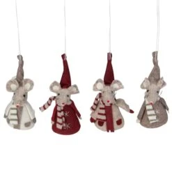 Northlight 4ct. Red & Gray Standing Mice Ornaments -Michaels X-Mas Decor D253781S 2