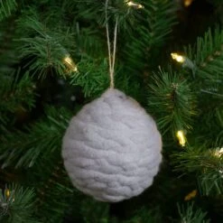 Northlight 3.25" Light Gray Knit Shatterproof Ball Ornament -Michaels X-Mas Decor D253790S 2