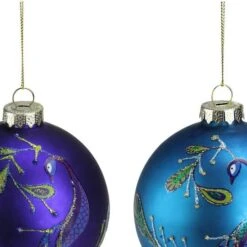 Northlight 2ct. 4" Purple & Blue 2-Finish Peacock Glass Ball Ornaments 13 Northlight 2ct. 4" Purple & Blue 2-Finish Peacock Glass Ball Ornaments -Michaels X-Mas Decor D253791S 13