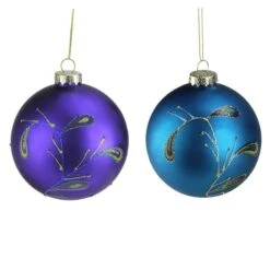 Northlight 2ct. 4" Purple & Blue 2-Finish Peacock Glass Ball Ornaments 10 Northlight 2ct. 4" Purple & Blue 2-Finish Peacock Glass Ball Ornaments -Michaels X-Mas Decor D253791S 2