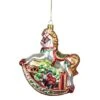 Northlight 5" Glass Traditional Rocking Horse With Gifts Ornament