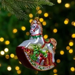 Northlight 5" Glass Traditional Rocking Horse With Gifts Ornament 14 Northlight 5" Glass Traditional Rocking Horse With Gifts Ornament -Michaels X-Mas Decor D253794S 12