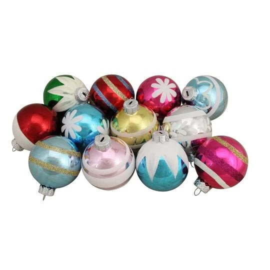 Northlight 12ct. 2.5" Frosted & Glittered Multicolor Glass Ball Ornaments 9 Northlight 12ct. 2.5" Frosted & Glittered Multicolor Glass Ball Ornaments - Image 7