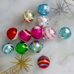 Northlight 12ct. 2.5" Frosted & Glittered Multicolor Glass Ball Ornaments 11 Northlight 12ct. 2.5" Frosted & Glittered Multicolor Glass Ball Ornaments -Michaels X-Mas Decor D253817S 2