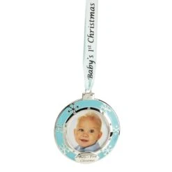 Northlight 3" Blue & Silver "Baby's First Christmas" Framed Ornament 10 Northlight 3" Blue & Silver "Baby's First Christmas" Framed Ornament -Michaels X-Mas Decor D253818S 11
