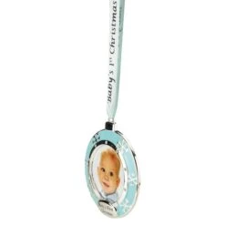 Northlight 3" Blue & Silver "Baby's First Christmas" Framed Ornament 12 Northlight 3" Blue & Silver "Baby's First Christmas" Framed Ornament -Michaels X-Mas Decor D253818S 13