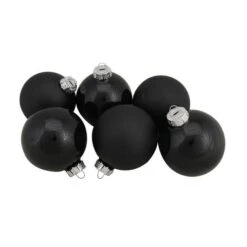 Northlight 6ct. 3.25" 2-Finish Black Glass Ball Ornaments 13 Northlight 6ct. 3.25" 2-Finish Black Glass Ball Ornaments -Michaels X-Mas Decor D253828S 13