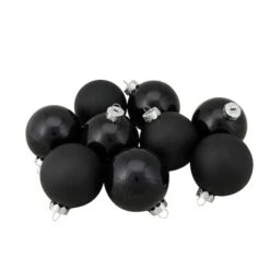 Northlight 9ct. 2.5" Shiny & Matte Black Glass Ball Ornaments 10 Northlight 9ct. 2.5" Shiny & Matte Black Glass Ball Ornaments -Michaels X-Mas Decor D253829S 1 1
