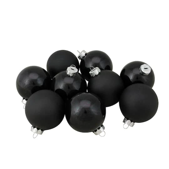 Northlight 9ct. 2.5" Shiny & Matte Black Glass Ball Ornaments 6 Northlight 9ct. 2.5" Shiny & Matte Black Glass Ball Ornaments - Image 4