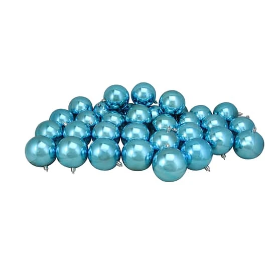 Northlight 32ct. 3.5" Turquoise Blue Shatterproof Shiny Christmas Ball Ornaments 4 Northlight 32ct. 3.5" Turquoise Blue Shatterproof Shiny Christmas Ball Ornaments - Image 2