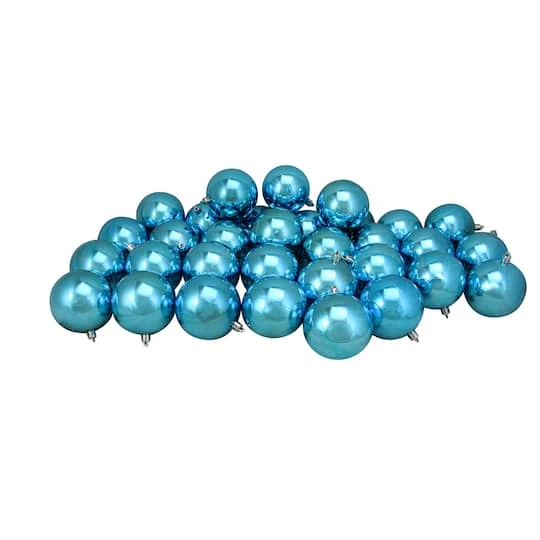 Northlight 32ct. 3.5" Turquoise Blue Shatterproof Shiny Christmas Ball Ornaments 6 Northlight 32ct. 3.5" Turquoise Blue Shatterproof Shiny Christmas Ball Ornaments - Image 4