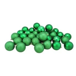 Northlight 32ct. 3.5" Christmas Green Shatterproof 4-Finish Christmas Ball Ornaments -Michaels X-Mas Decor D253868S 2