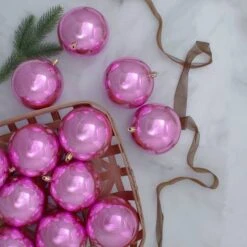 Northlight 12ct. 4" Pink Shiny Shatterproof Christmas Ball Ornaments -Michaels X-Mas Decor D253869S 12