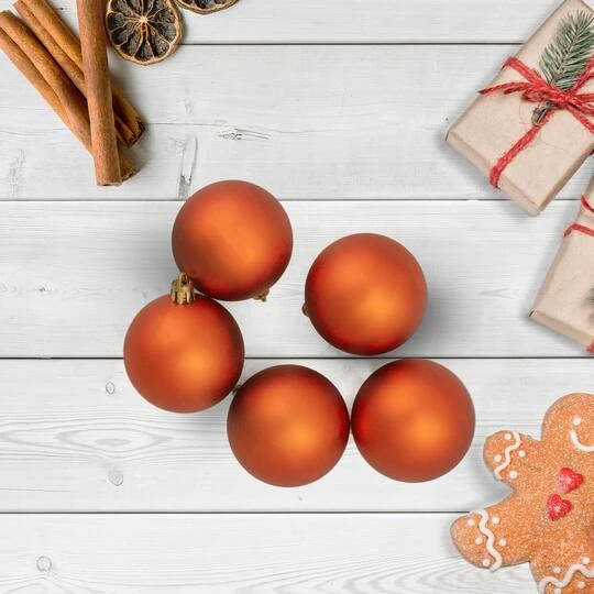 Northlight 60ct. 2.5" Burnt Orange Shatterproof Matte Christmas Ball Ornaments 6 Northlight 60ct. 2.5" Burnt Orange Shatterproof Matte Christmas Ball Ornaments - Image 4
