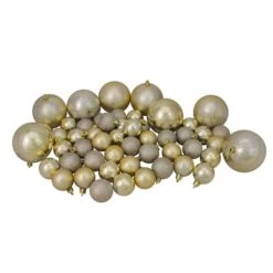 Northlight 125ct. Champagne Gold Shatterproof 4-Finish Christmas Ornaments