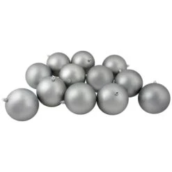 Northlight 12ct. 4" Pewter Gray Shatterproof Matte Christmas Ball Ornaments -Michaels X-Mas Decor D253886S 11