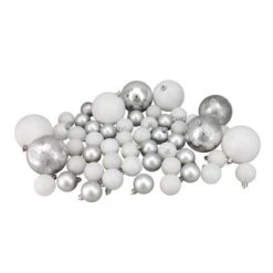 Northlight 125ct. Winter White & Silver Shatterproof 4-Finish Christmas Ornaments -Michaels X-Mas Decor D253888S 12