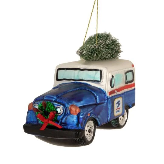 Northlight 5" Blue & Silver USPS Post Office Truck With Frosted Tree Glass Christmas Ornament 6 Northlight 5" Blue & Silver USPS Post Office Truck With Frosted Tree Glass Christmas Ornament - Image 4