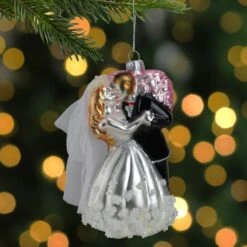 Northlight 5.25" Bride And Groom Kissing Glass Wedding Christmas Ornament -Michaels X-Mas Decor D253901S 2