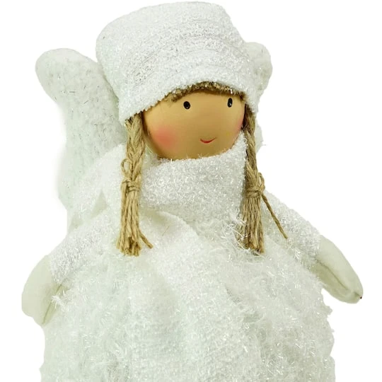 Northlight 24" Snowy Woodlands Plush White Angel Bobble Girl Christmas Figure 7 Northlight 24" Snowy Woodlands Plush White Angel Bobble Girl Christmas Figure - Image 5