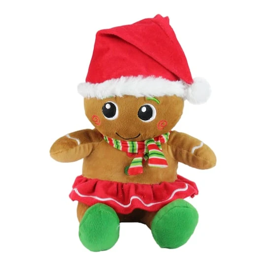 Northlight 11" Brown & Red Plush Sitting Gingerbread Christmas Figurine Set 7 Northlight 11" Brown & Red Plush Sitting Gingerbread Christmas Figurine Set - Image 5